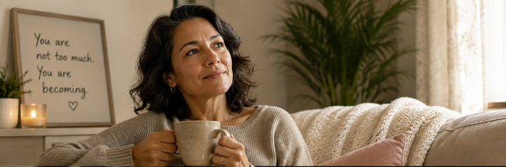 Midlife woman over 40 in a supportive everyday setting, representing reassurance and understanding about menopause.