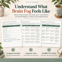 Menopause brain fog symptom checklist, symptom types and sensible next steps worksheets