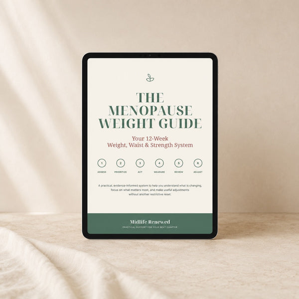 The Menopause Weight Guide — cover, your 12-week weight, waist and strength system