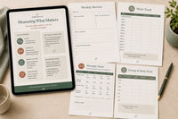 Waist, strength, and energy and sleep trackers from The Menopause Weight Guide's Progress Review