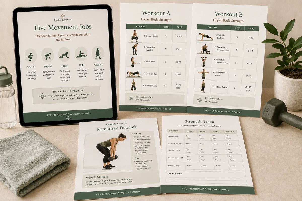 The Five Movement Jobs and sample strength workouts from The Menopause Weight Guide